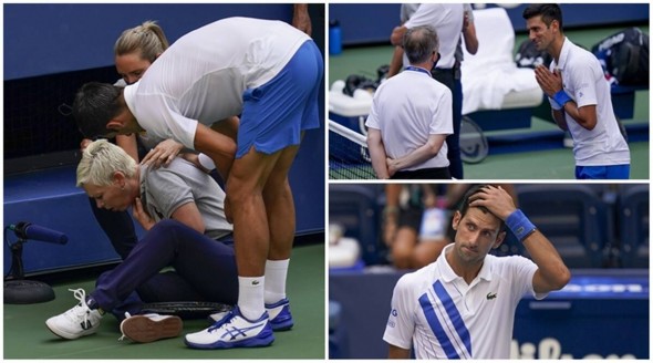 FOTO/VIDEO: Novak Djokovic, descalificat de la US Open după ce a lovit cu mingea o arbitră de linie